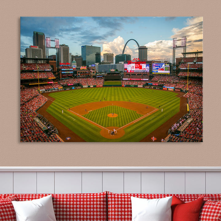 Busch Stadium St Louis Cardinals Stadium Wall Art Canvas Print - Baseball Multi Panel Wall Art Print - Ready to Hang - Framed Wall Art