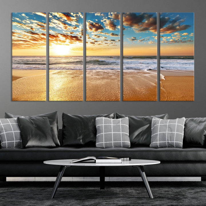 Calming Sunset and Sandy Beach Extra Large Canvas Wall Art Giclee Print