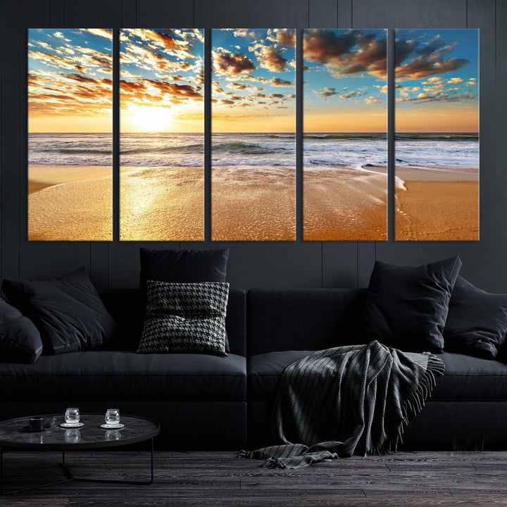 Calming Sunset and Sandy Beach Extra Large Canvas Wall Art Giclee Print