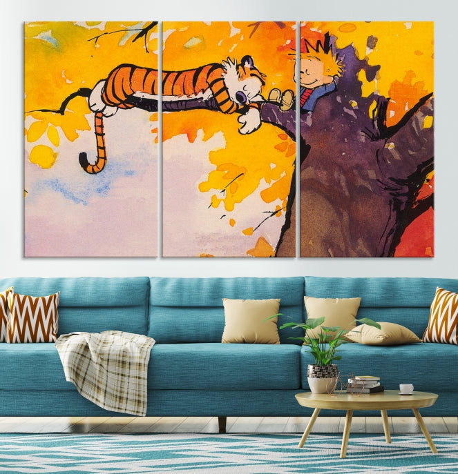 Calvin and Hobbes Comic Large Wall Decor Cartoon Canvas Art Print