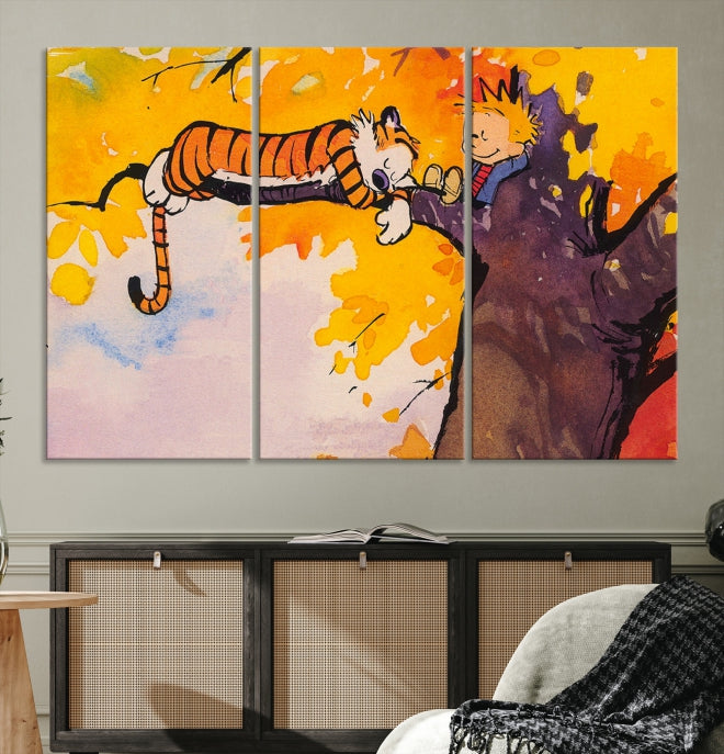 Calvin and Hobbes Comic Large Wall Decor Cartoon Canvas Art Print