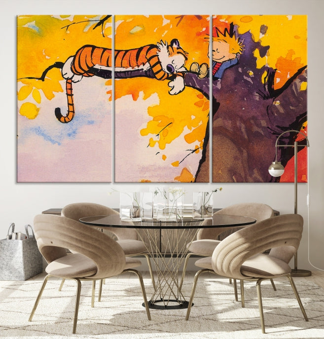 Calvin and Hobbes Comic Large Wall Decor Cartoon Canvas Art Print