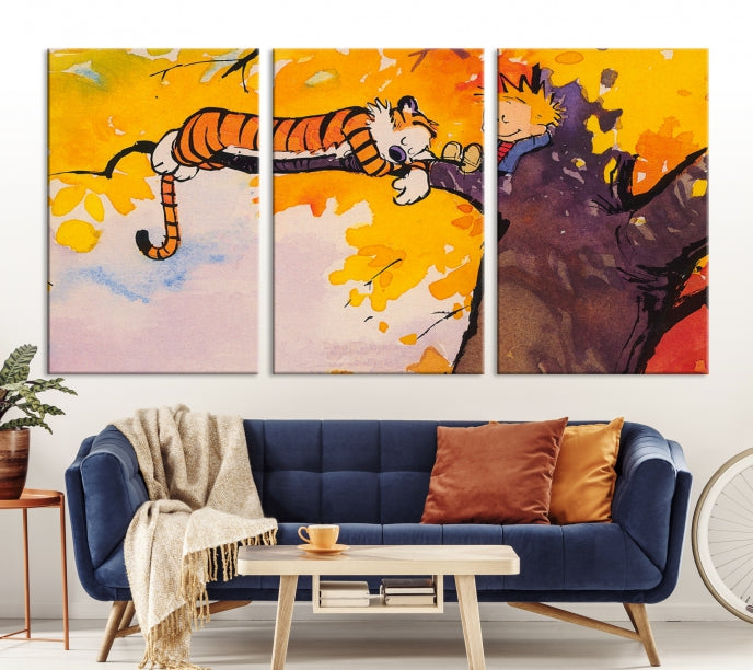 Calvin and Hobbes Comic Large Wall Decor Cartoon Canvas Art Print