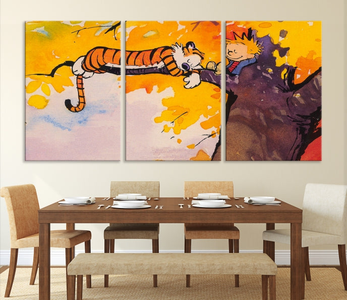 Calvin and Hobbes Comic Large Wall Decor Cartoon Canvas Art Print