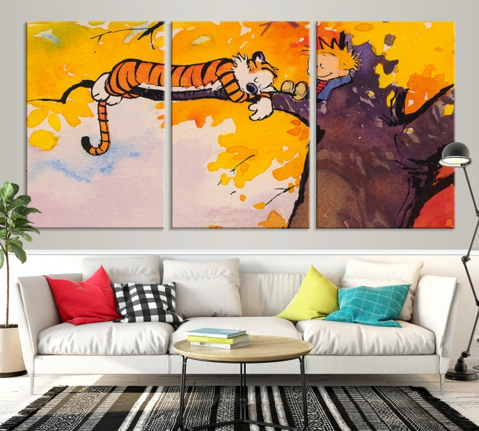 Calvin and Hobbes Comic Large Wall Decor Cartoon Canvas Art Print