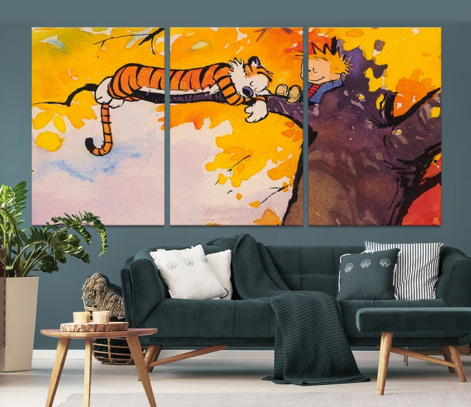 Calvin and Hobbes Comic Large Wall Decor Cartoon Canvas Art Print