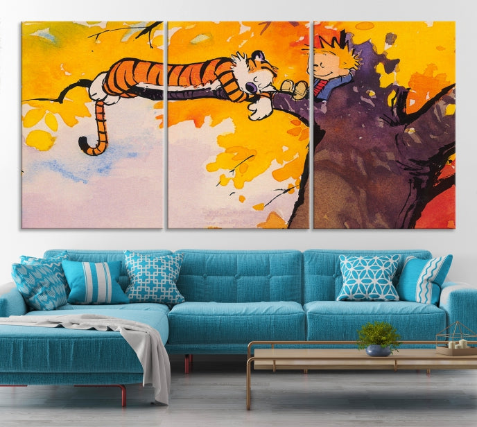 Calvin and Hobbes Comic Large Wall Decor Cartoon Canvas Art Print