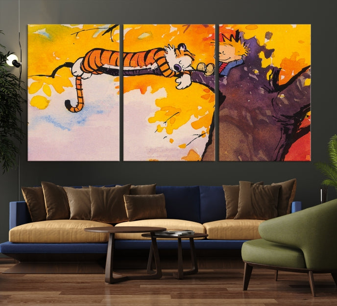 Calvin and Hobbes Comic Large Wall Decor Cartoon Canvas Art Print