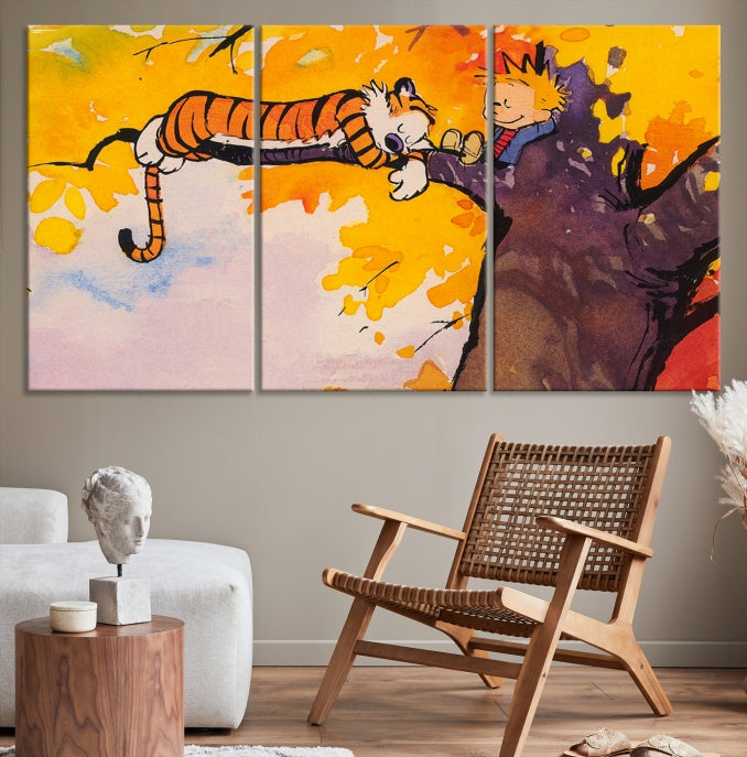 Calvin and Hobbes Comic Large Wall Decor Cartoon Canvas Art Print