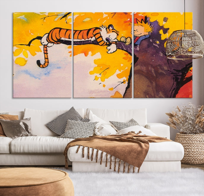 Calvin and Hobbes Comic Large Wall Decor Cartoon Canvas Art Print