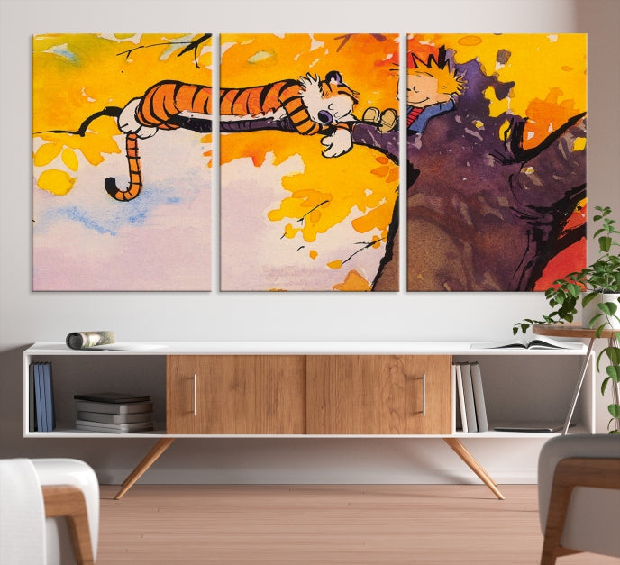 Calvin and Hobbes Comic Large Wall Decor Cartoon Canvas Art Print