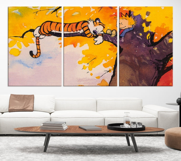 Calvin and Hobbes Comic Large Wall Decor Cartoon Canvas Art Print