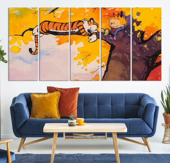 Calvin and Hobbes Comic Large Wall Decor Cartoon Canvas Art Print