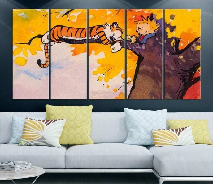 Calvin and Hobbes Comic Large Wall Decor Cartoon Canvas Art Print