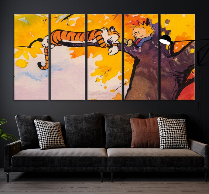 Calvin and Hobbes Comic Large Wall Decor Cartoon Canvas Art Print