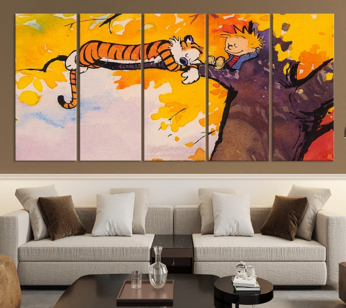 Calvin and Hobbes Comic Large Wall Decor Cartoon Canvas Art Print