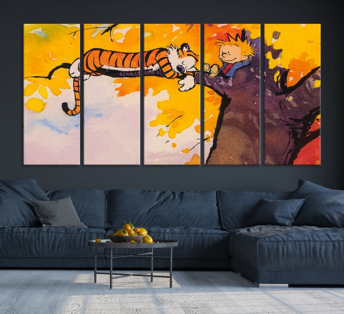 Calvin and Hobbes Comic Large Wall Decor Cartoon Canvas Art Print