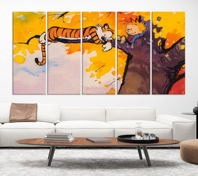 Calvin and Hobbes Comic Large Wall Decor Cartoon Canvas Art Print