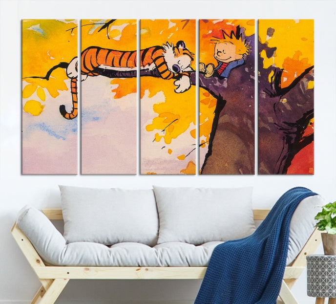 Calvin and Hobbes Comic Large Wall Decor Cartoon Canvas Art Print