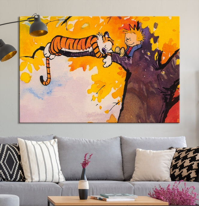 Calvin and Hobbes Comic Large Wall Decor Cartoon Canvas Art Print