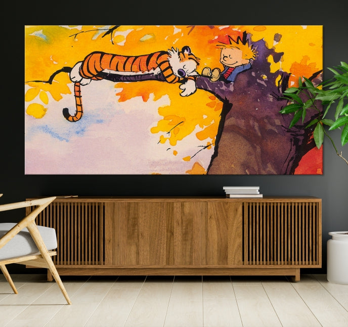 Calvin and Hobbes Comic Large Wall Decor Cartoon Canvas Art Print