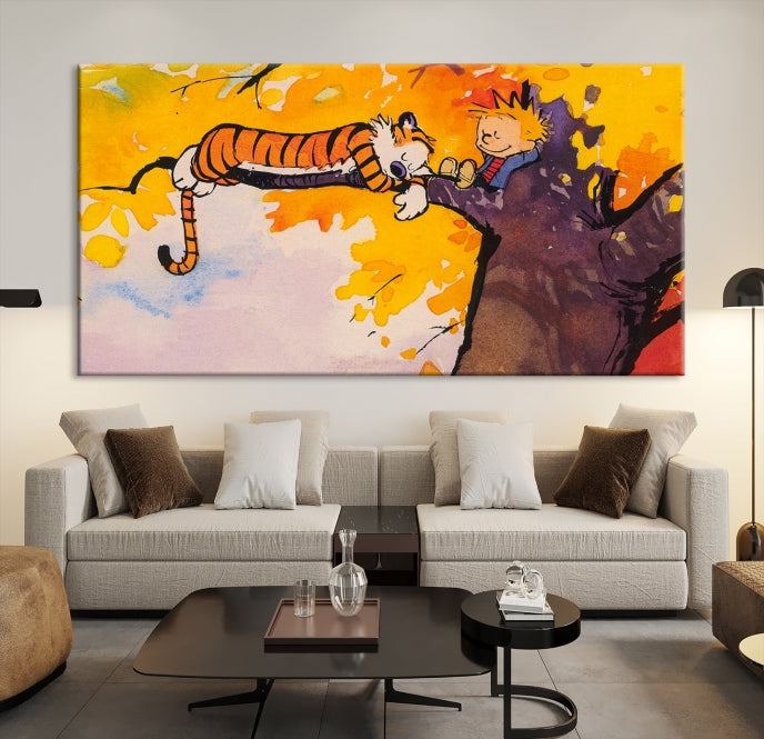 Calvin and Hobbes Comic Large Wall Decor Cartoon Canvas Art Print