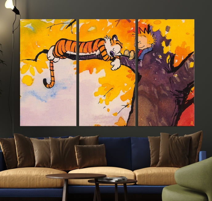 Calvin and Hobbes Comic Large Wall Decor Cartoon Canvas Art Print