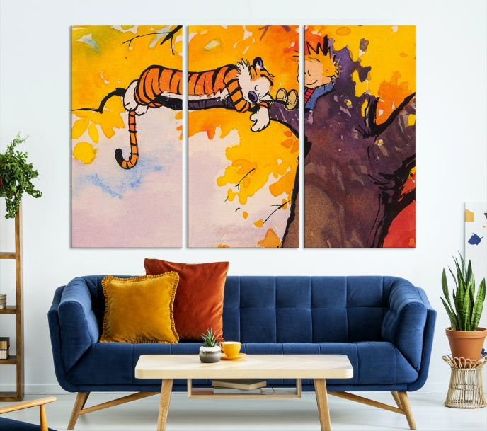 Calvin and Hobbes Comic Large Wall Decor Cartoon Canvas Art Print