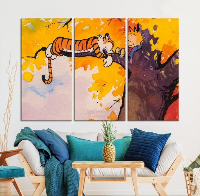 Calvin and Hobbes Comic Large Wall Decor Cartoon Canvas Art Print