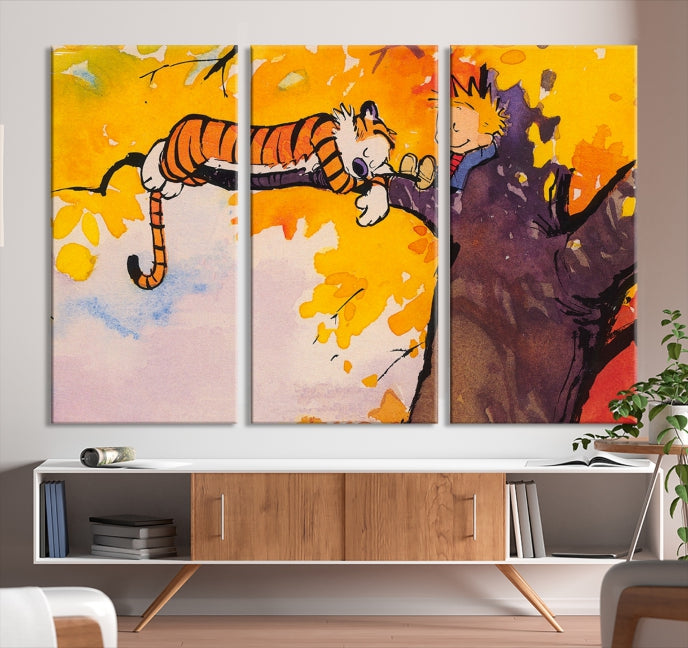 Calvin and Hobbes Comic Large Wall Decor Cartoon Canvas Art Print