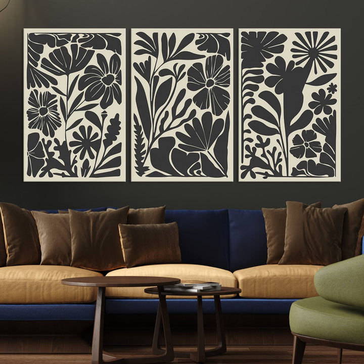 Canvas Wall Art Set Abstract Floral Botanical Prints Minimalist Modern Art Boho Wall Decor