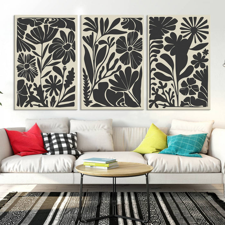 Canvas Wall Art Set Abstract Floral Botanical Prints Minimalist Modern Art Boho Wall Decor