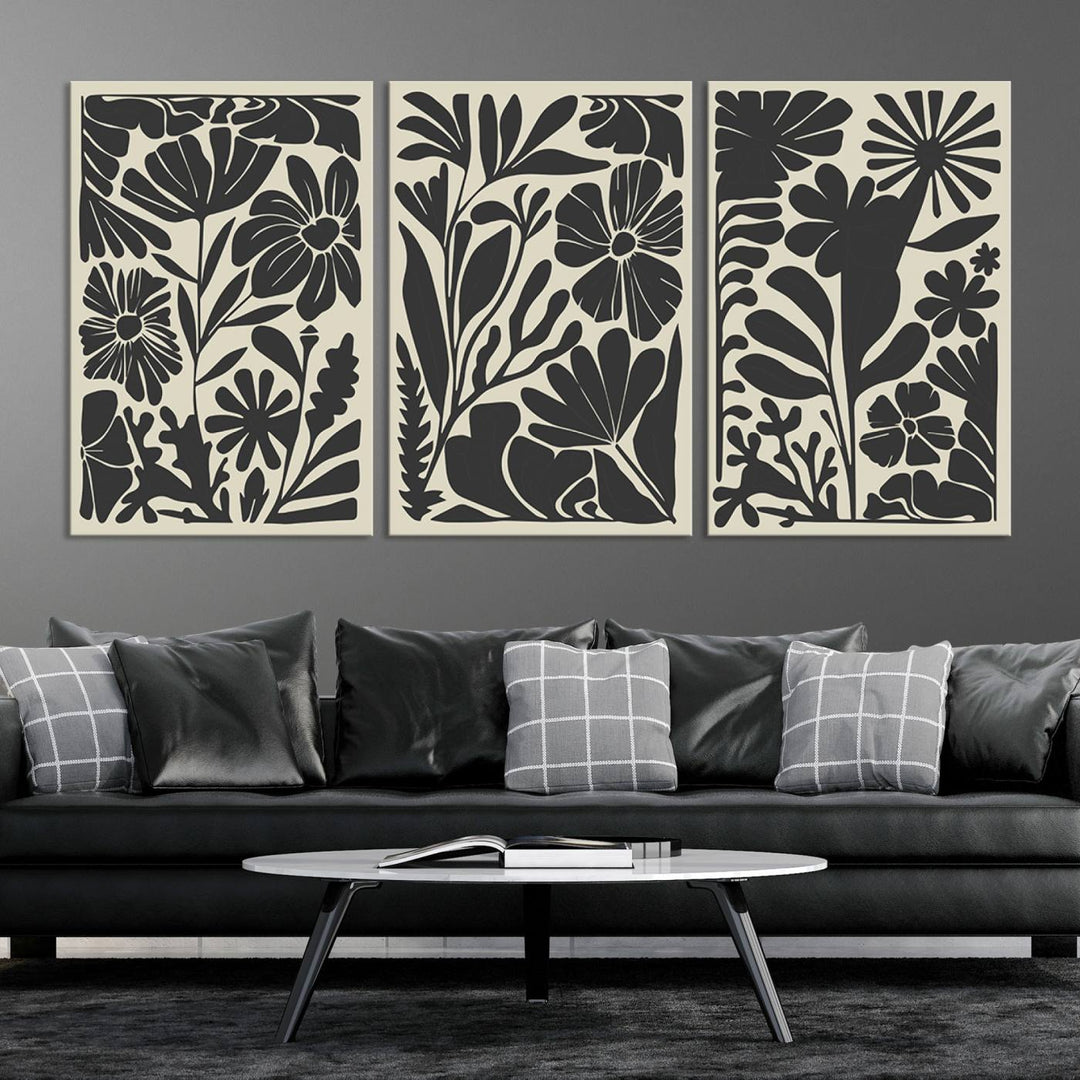 Canvas Wall Art Set Abstract Floral Botanical Prints Minimalist Modern Art Boho Wall Decor