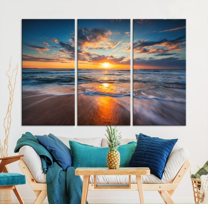 Captivating Sunset over the Horizon Beach Photo Print Ocean Canvas Wall Art