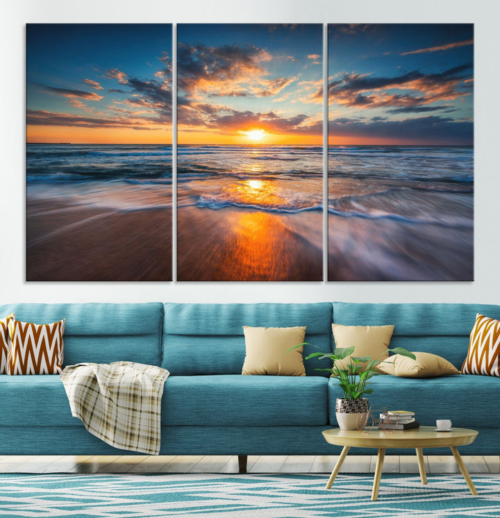 Captivating Sunset over the Horizon Beach Photo Print Ocean Canvas Wall Art