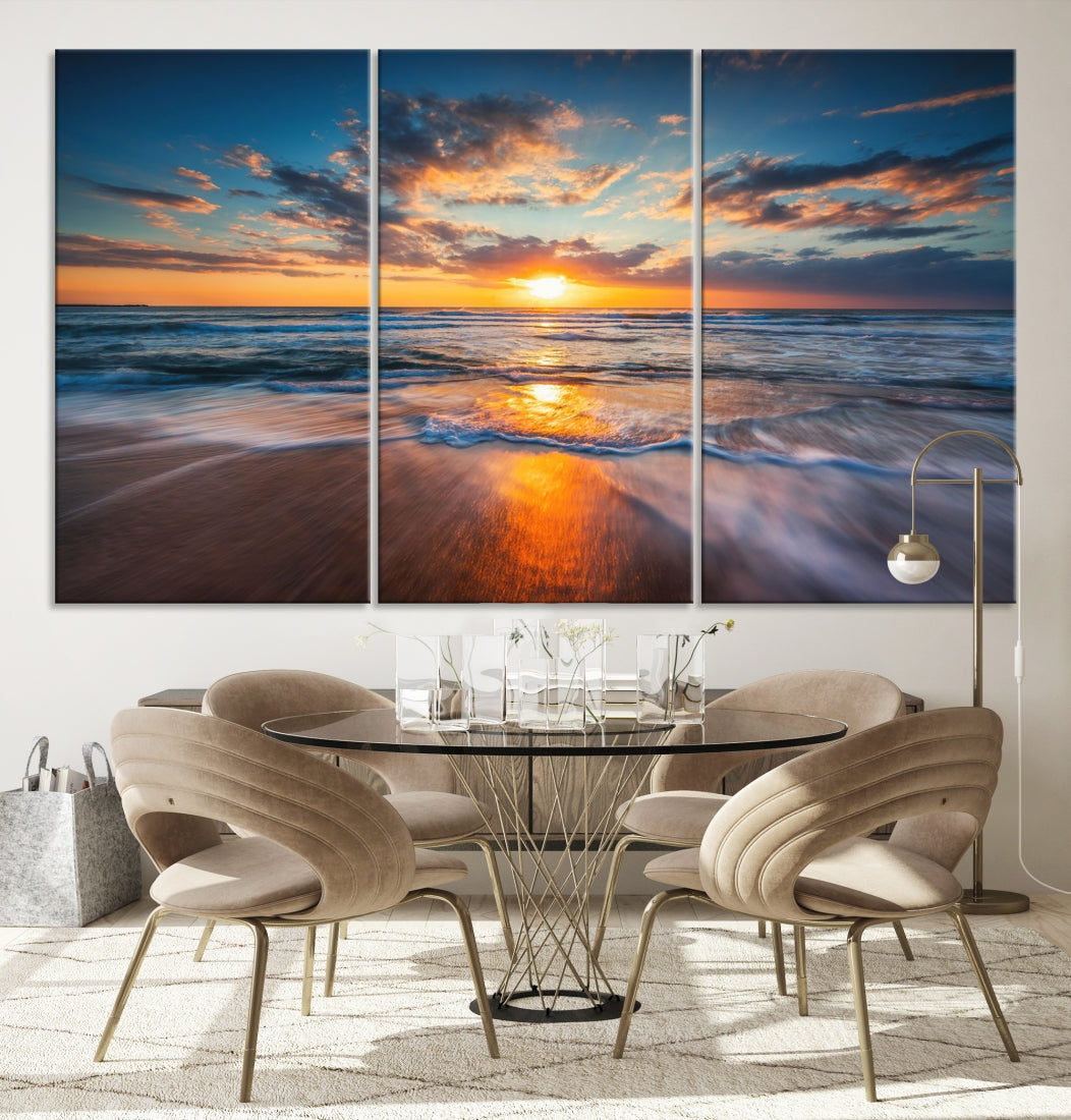 Captivating Sunset over the Horizon Beach Photo Print Ocean Canvas Wall Art