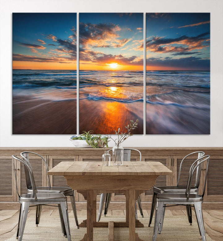 Captivating Sunset over the Horizon Beach Photo Print Ocean Canvas Wall Art