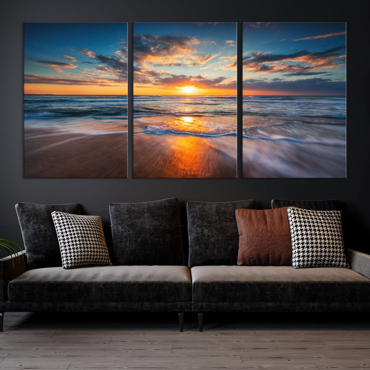 Captivating Sunset over the Horizon Beach Photo Print Ocean Canvas Wall Art