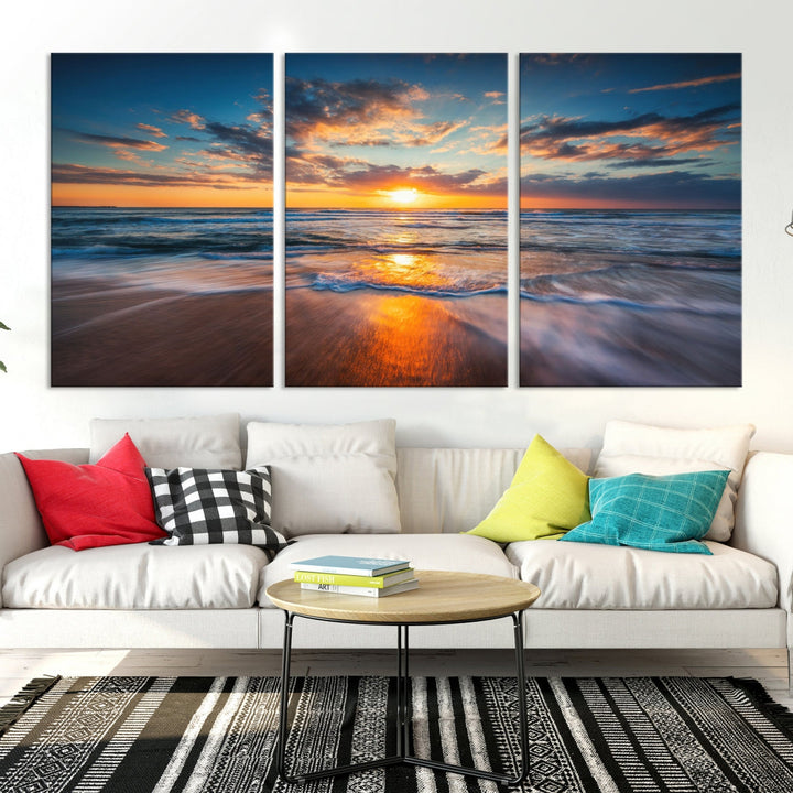 Captivating Sunset over the Horizon Beach Photo Print Ocean Canvas Wall Art