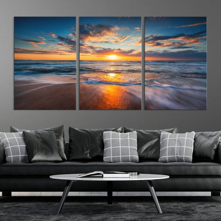 Captivating Sunset over the Horizon Beach Photo Print Ocean Canvas Wall Art