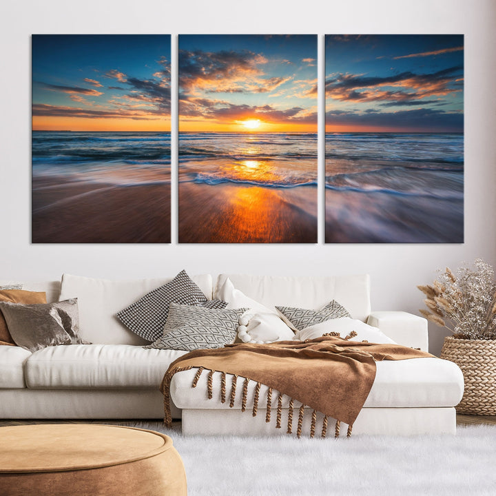 Captivating Sunset over the Horizon Beach Photo Print Ocean Canvas Wall Art