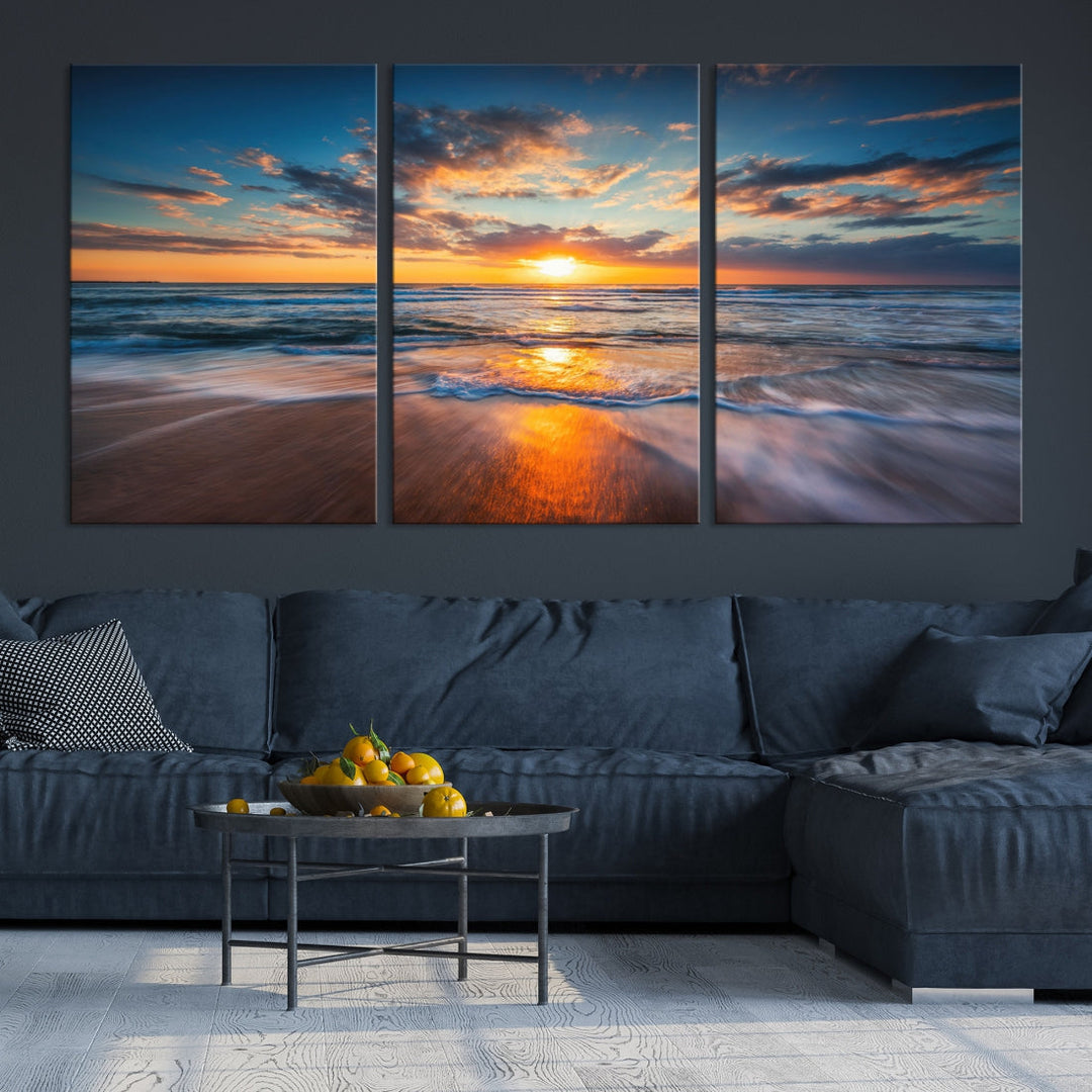 Captivating Sunset over the Horizon Beach Photo Print Ocean Canvas Wall Art