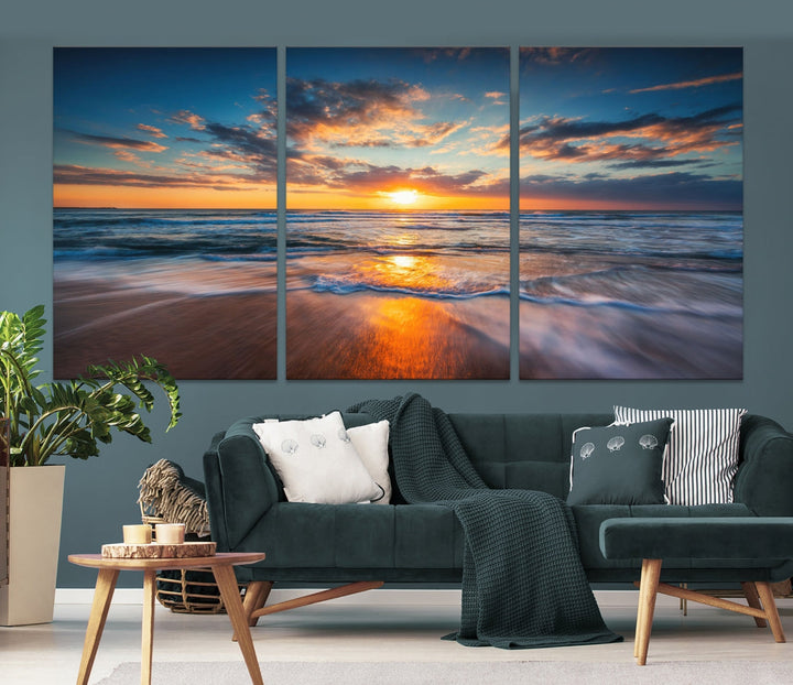 Captivating Sunset over the Horizon Beach Photo Print Ocean Canvas Wall Art