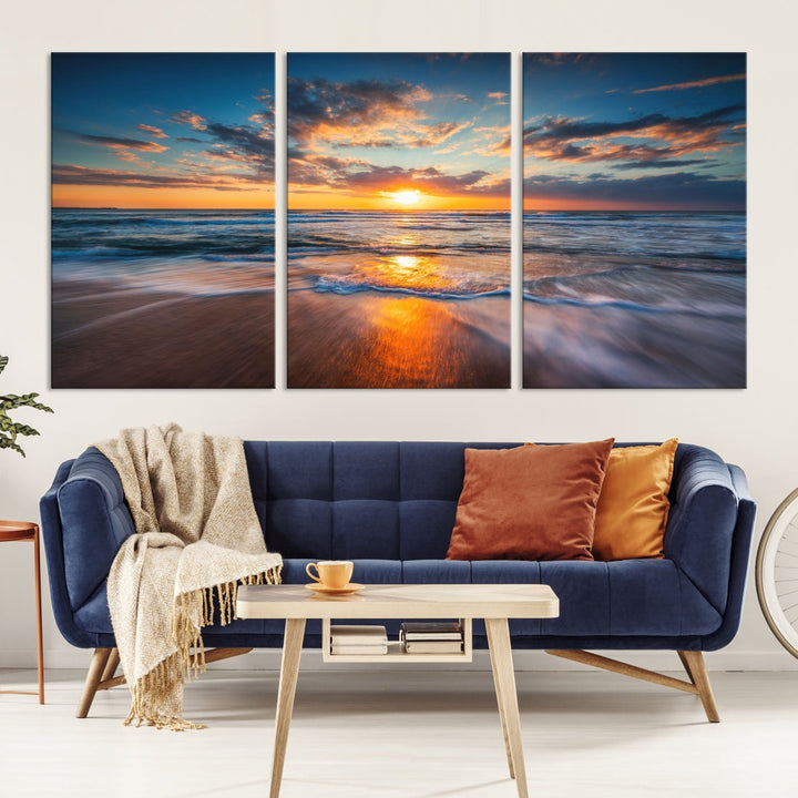 Captivating Sunset over the Horizon Beach Photo Print Ocean Canvas Wall Art