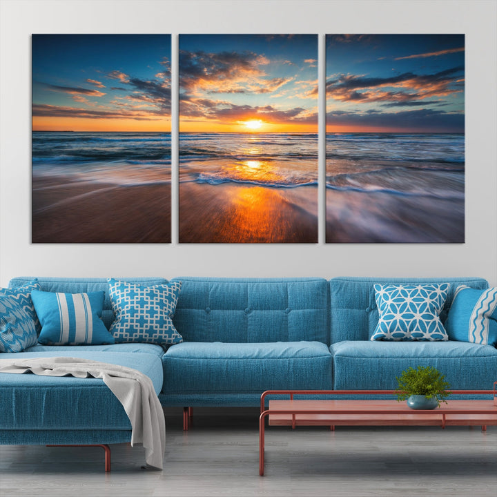 Captivating Sunset over the Horizon Beach Photo Print Ocean Canvas Wall Art