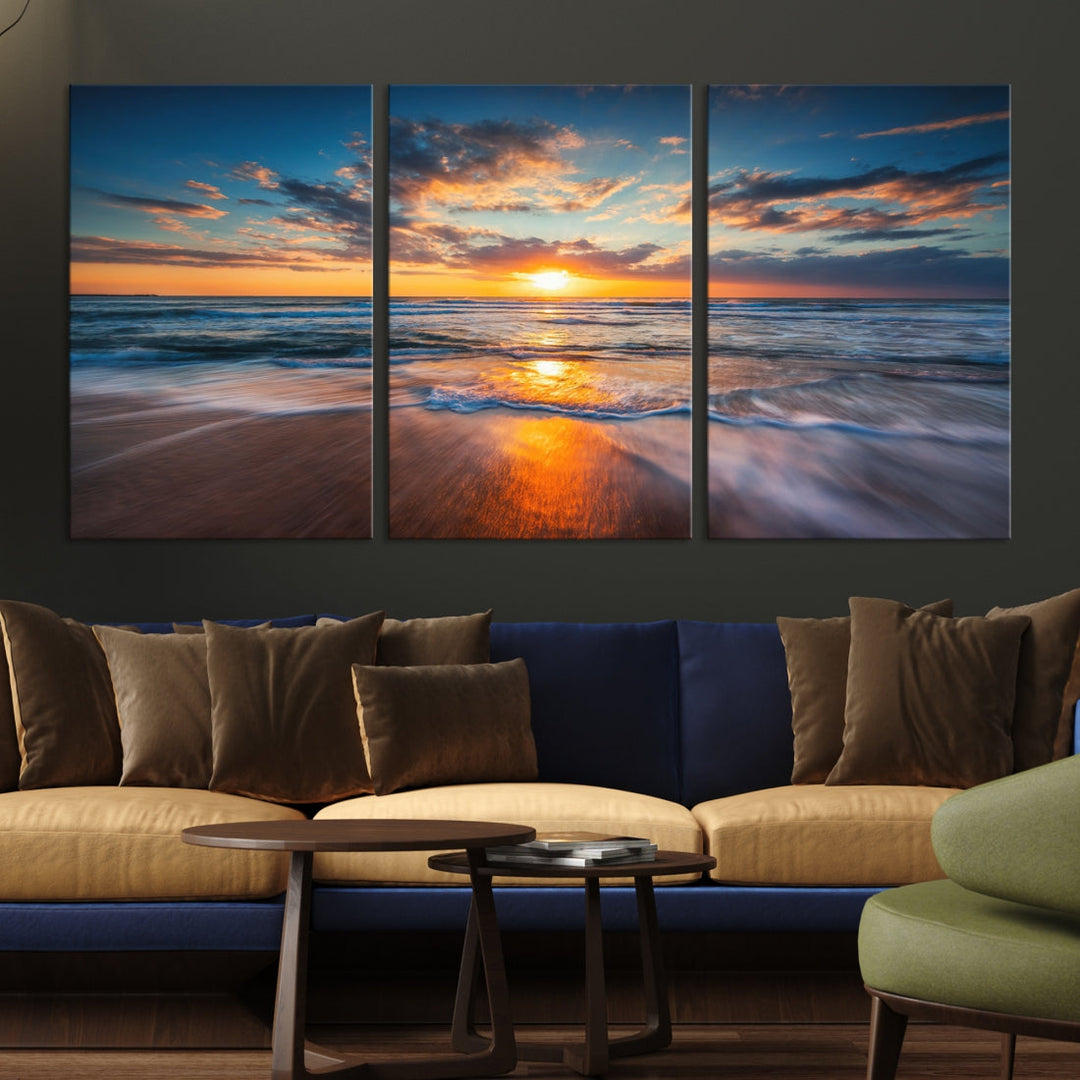 Captivating Sunset over the Horizon Beach Photo Print Ocean Canvas Wall Art