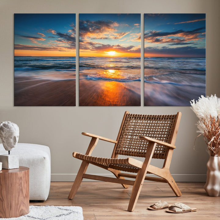 Captivating Sunset over the Horizon Beach Photo Print Ocean Canvas Wall Art