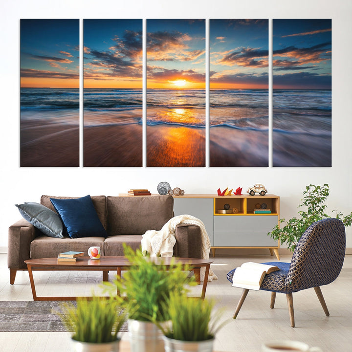 Captivating Sunset over the Horizon Beach Photo Print Ocean Canvas Wall Art