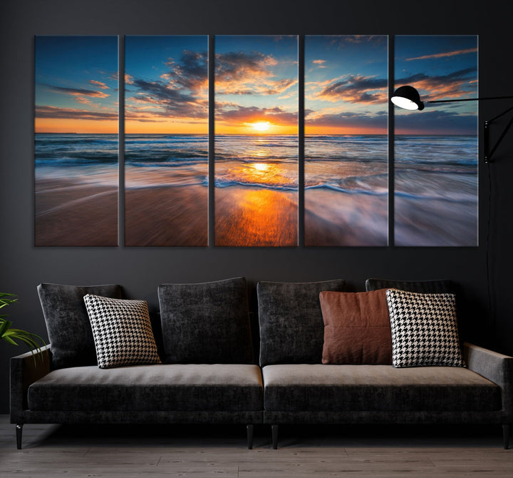 Captivating Sunset over the Horizon Beach Photo Print Ocean Canvas Wall Art