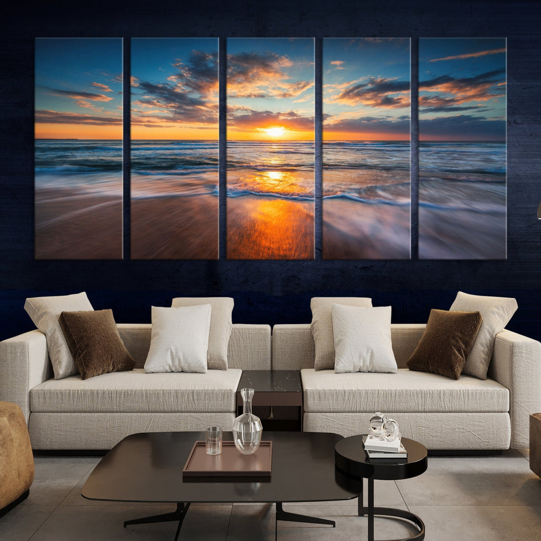 Captivating Sunset over the Horizon Beach Photo Print Ocean Canvas Wall Art